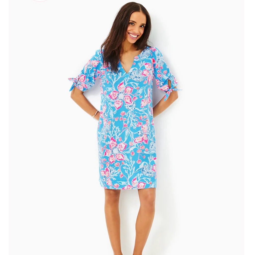 Lilly Pulitzer Easley Short Sleeve Dress Multi Bahamian Rhapsody Large NWT